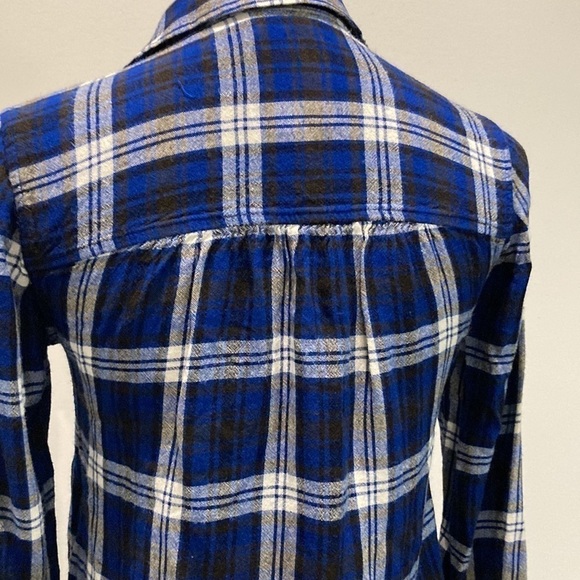AMERICAN Eagle Blue Plaid Boyfriend Fit Button Down Shirt - Picture 11 of 15